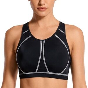 Syrokan High Impact Sports Bra Size 40C Black White